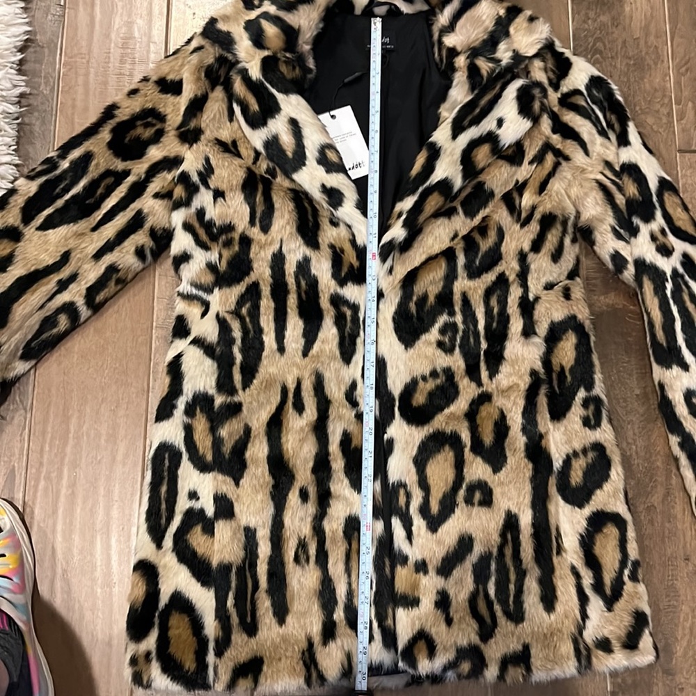 Leopard Print Faux Fur Coat - Beige/Tan - Picture 12 of 13